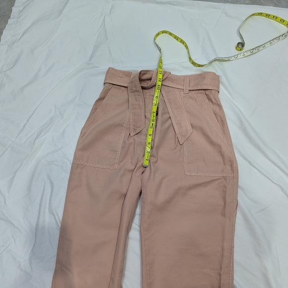 Sandro Paris Blush Pink wide Trousers  38 US sz 6 tie belt high waist button fly - Picture 4 of 12